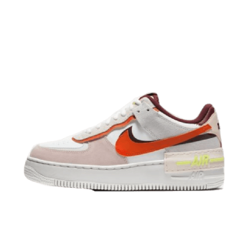 Tênis Air Force 1 Shadow "Red Orange" Branco / Rosa