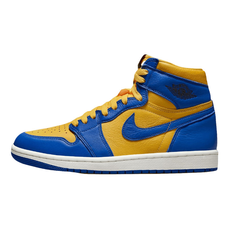 Tênis Air Jordan 1 High OG "Reverse Laney" Azul / Amarelo