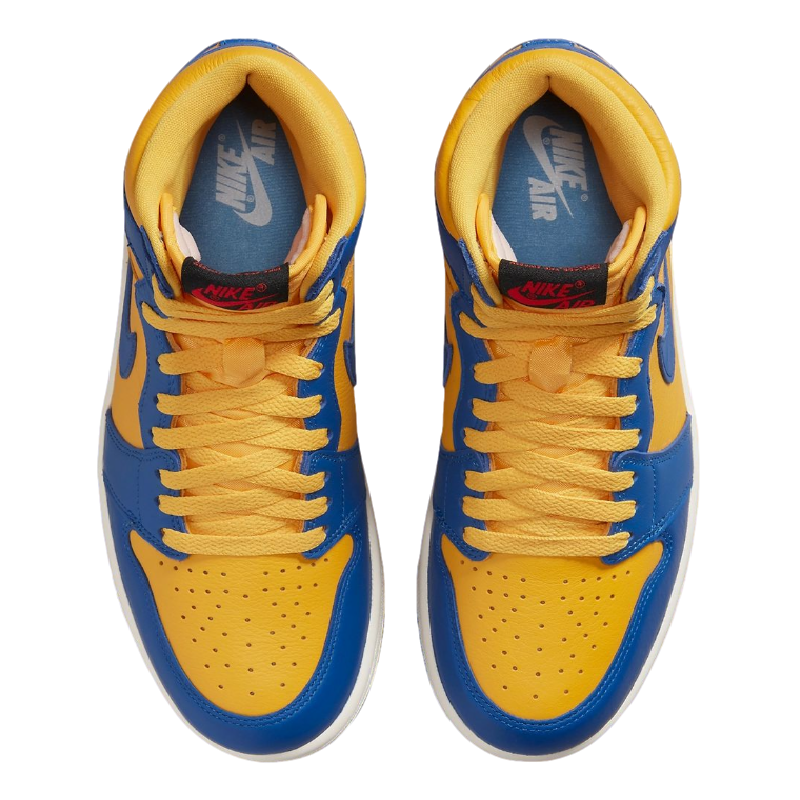 Tênis Air Jordan 1 High OG "Reverse Laney" Azul / Amarelo